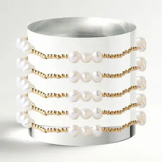 pearl and gold beaded bracelet