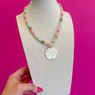 The Beaded Necklace with Shell Charm-Multi