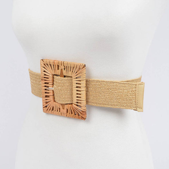 The Straw Belt with Bamboo Buckle-Ivory