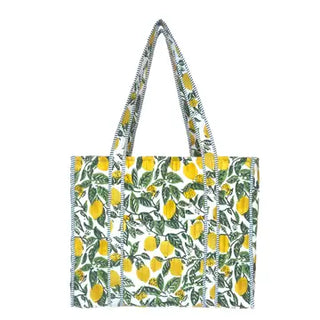 The Annie Quilted Block-Printed Tote Bag-6 Colors