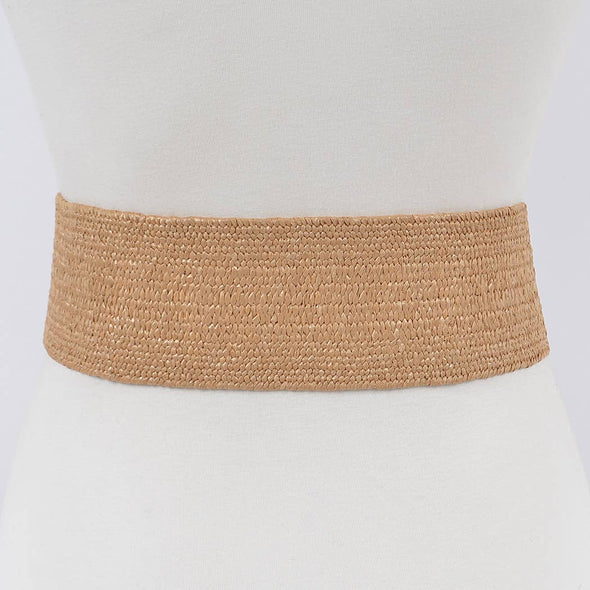 The Straw Belt with Bamboo Buckle-Tan