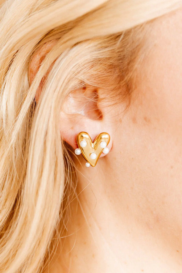 The Bristol Heart Pearl Earrings