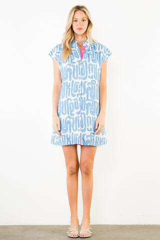 (THML) The Chelsie Printed Dress-Light Blue
