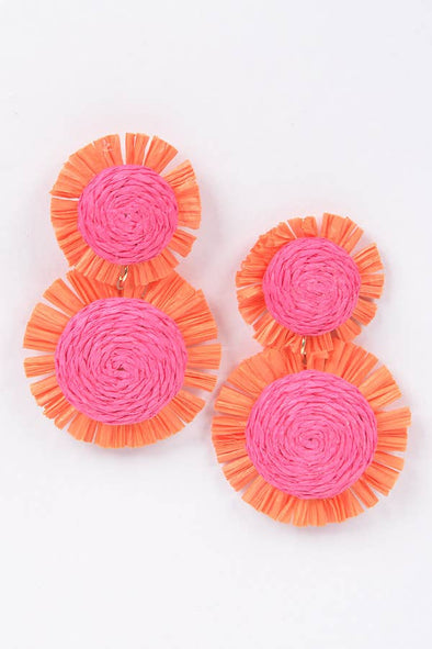 Circle Raffia Earring-Multiple Colors