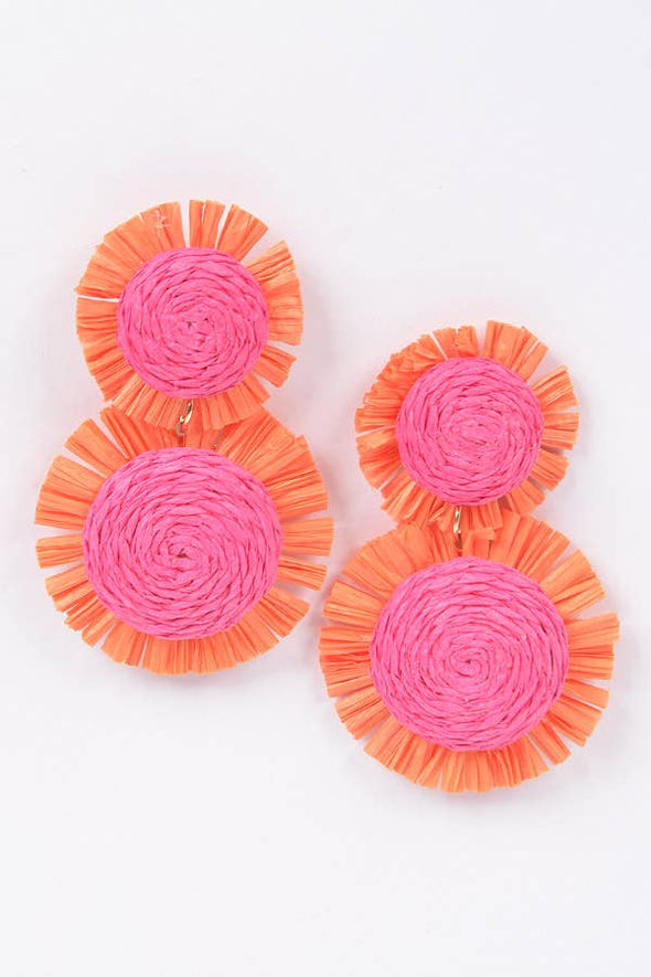 Circle Raffia Earring-Multiple Colors