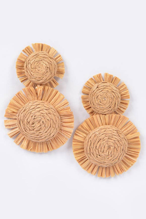 Circle Raffia Earring-Multiple Colors