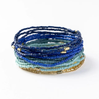 The Chelsea 18 Strand Beaded Bracelet-Blue
