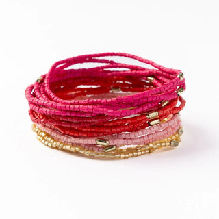 The Chelsea 18 Strand Beaded Bracelet-Pink