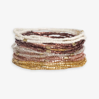 The Chelsea 18 Strand Beaded Bracelet-Mixed Metallic