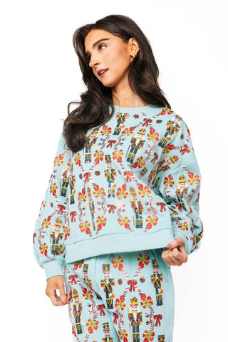 (QOS) The Gingerbread & Candy Cane Sweatshirt-Aqua