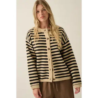 The Taylor Crewneck Cardigan- Oatmeal