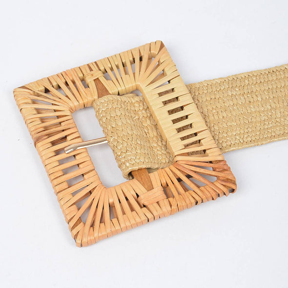 The Straw Belt with Bamboo Buckle-Ivory