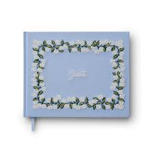 The Embroidered Fabric Guest Book-Blue