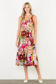 (THML) The Larisa Floral Midi Dress-Magenta