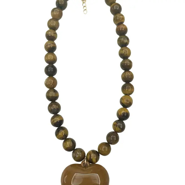 Janel Tiger Eye Gemstone Necklace-Brown