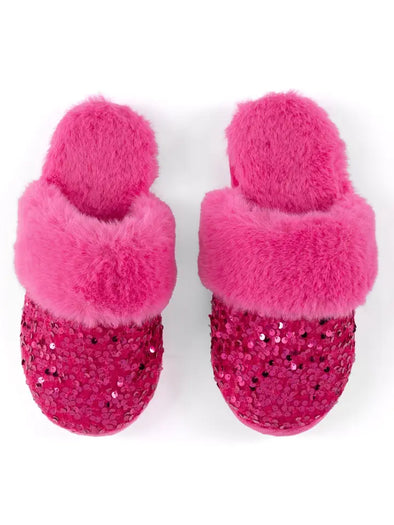 The Fiesta Sequins Slippers-Magenta