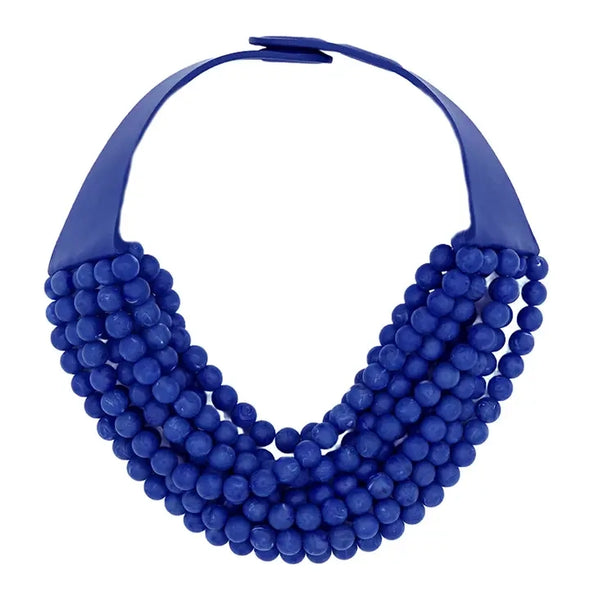 Chunky Beaded Layered Necklace-Multiple Colors