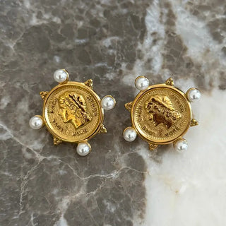The Pearl Coin Earring-Gold