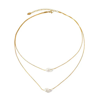 The Kennedy Double Necklace-Pearl