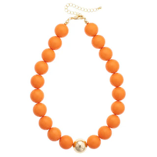 The Marjorie Beaded Necklace-Orange