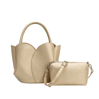 The Tulip Leather Handle Bag- Gold