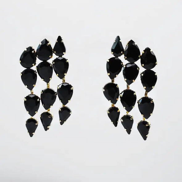 Gilded Luxe Earrings-Black