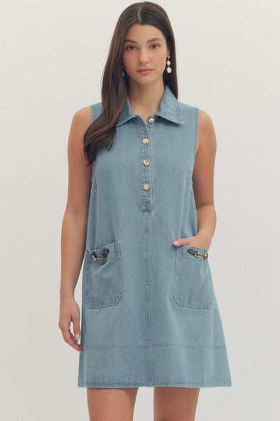 entro denim dress The Jared Denim Dress-Light – Jewels Clothing and Accessories