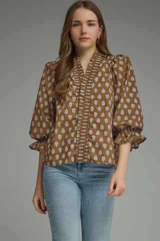 The Ramiro Floral Top-Brown