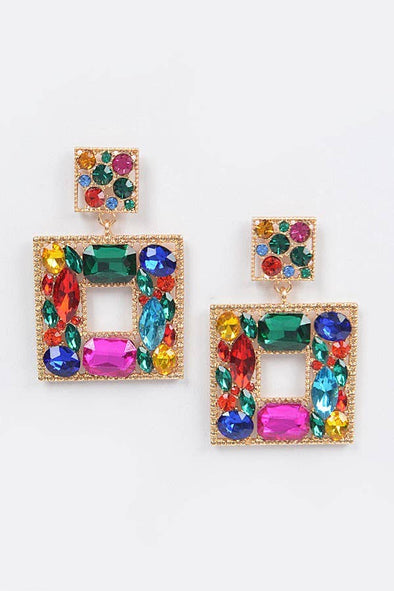 Bejeweled Squared Earring-Colorful