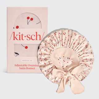 The Cherry Adjustable Oversized Satin Bonnet-Pink
