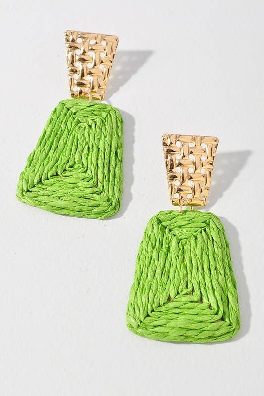 Raffia Rectangle Earring-Multiple Colors