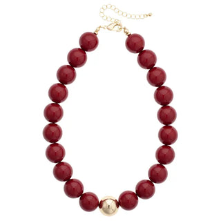 The Marjorie Beaded Necklace-Crimson