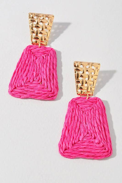 Raffia Rectangle Earring-Multiple Colors