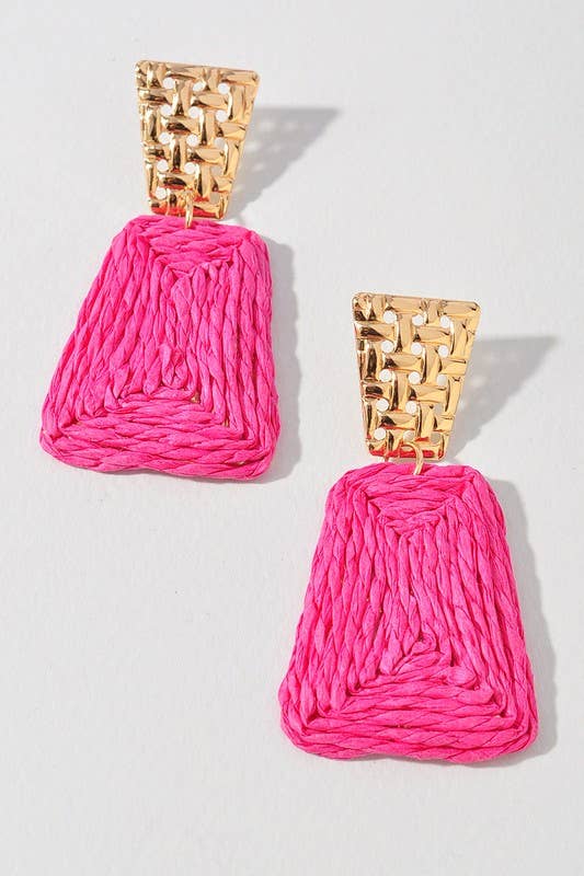 Raffia Rectangle Earring-Multiple Colors