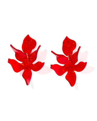 The Flora Statement Earring-Pearlized Red