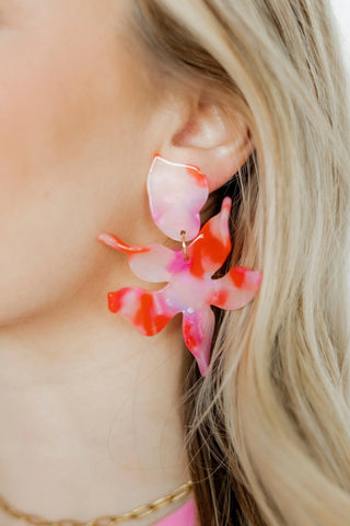 The Flora Statement Earring-Pink Flamingo