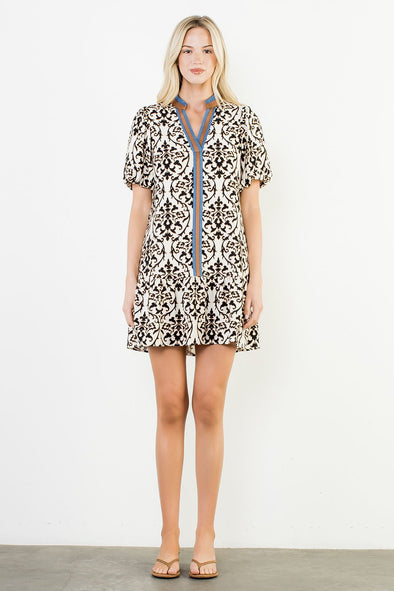 (THML) The Cheryl Printed Dress-Black