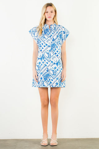 (THML) The Daniel Printed Dress-Blue