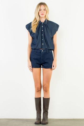 (THML) The Dezieree Bubble Top-Denim
