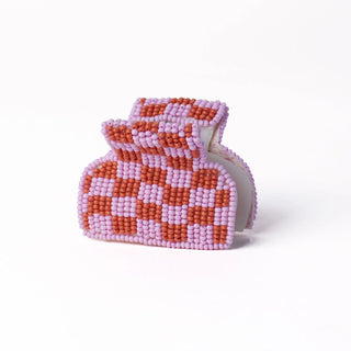 The Gia Petite Checked Claw Clip-Lavender