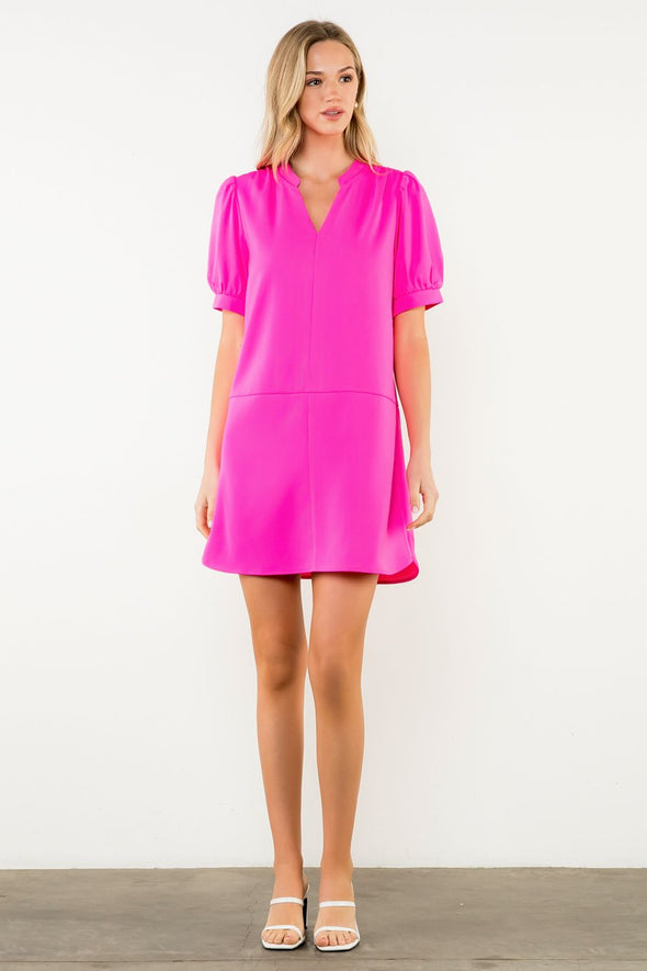 (THML) The Nancy Puff Sleeve Dress-Pink