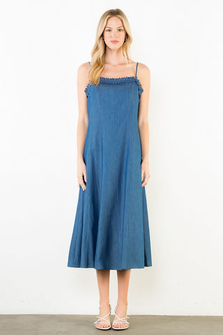 (THML) The Caroline Detailed Midi Dress-Denim