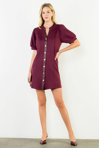 (THML) The Sasha Suede Dress-Burgundy