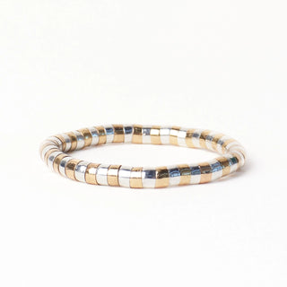 The Lucille Round Stretch Bracelet-Gold + Silver