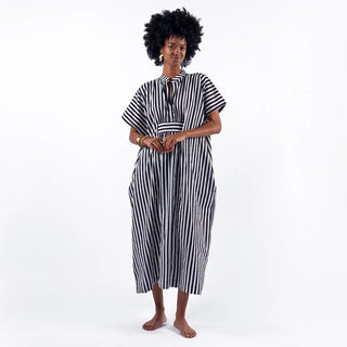 The Margot Stripe Kaftan-Black/White