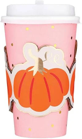 pink cup with pumpkins
