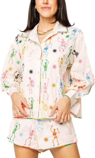 (QUEEN) The Skeleton Button Up-Multi