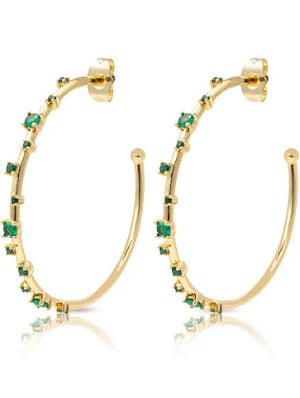 Emeral Chunky Starry Open Hoop Earrings-Gold