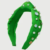 Embellished Knotted Headband-Green