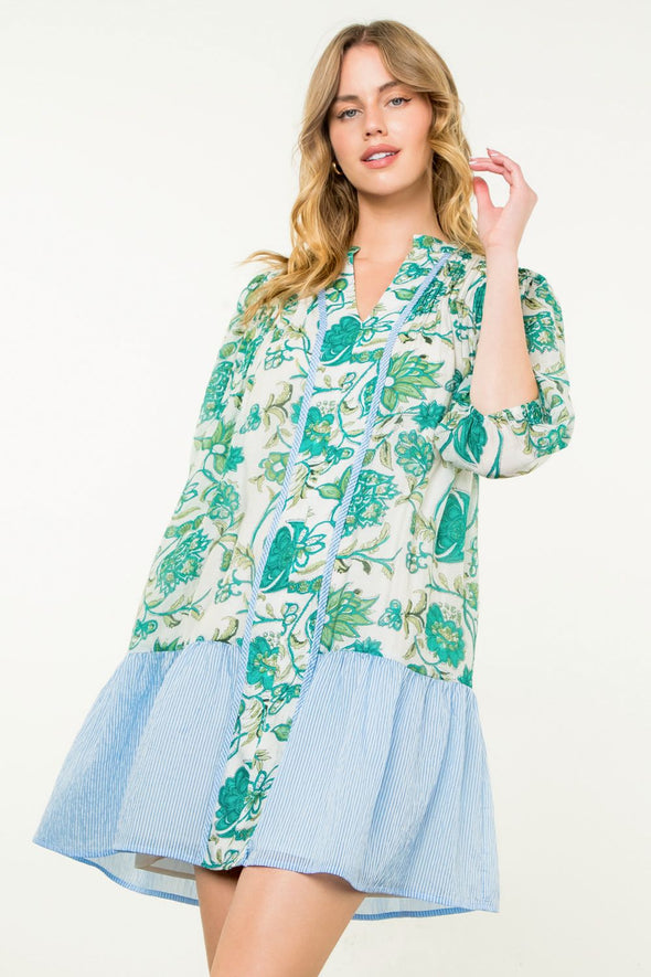 (THML) The Maribella Floral Dress-Cream